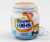 Фруто-няня пюре Ягодный салатик с фруктозой (яблоко,черника,вишня) 100 гр
