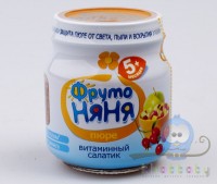 Фруто-няня пюре Витаминный салатик (яблоко,шиповник,клюква) с сахаром и вит.С 100 гр