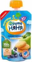 Фруто-няня пюре Яблоко, черника с печеньем 90 г пауч