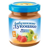 Пюре из яблок и клубники Бабушкино лукошко 100г