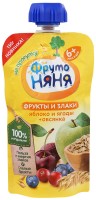 Фруто-няня пюре  яблоко и ягоды с овсяными хлопьями 130  гр пауч