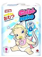 Подгузники  "Maneki" серия Chibi-neko, размер S, 4-8 кг, 72 шт