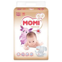 MOMI Premium подгузники S (4-8кг). 80 шт.
